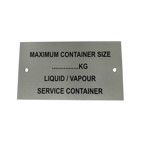 Tank Capacity Plate