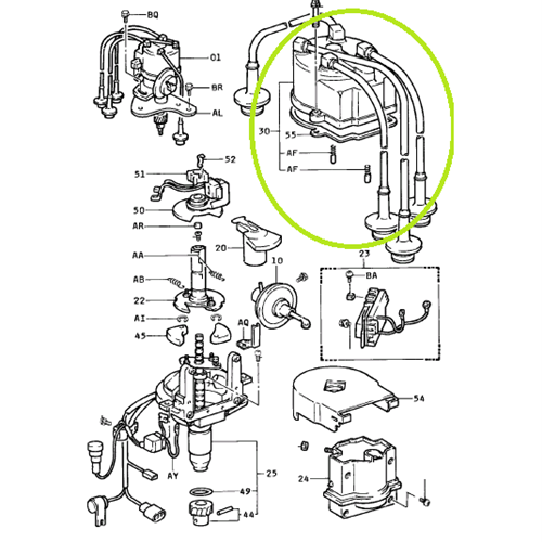 Distributor Cap c/w Lead Set (5K) Genuine