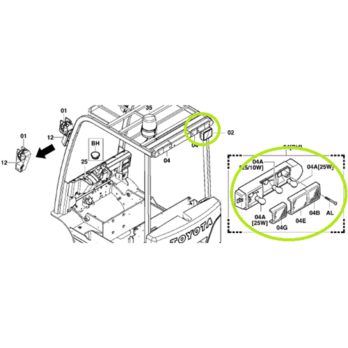Tail Light Assembly RH - 48VDC  (Brake,Reverse, Indicator)