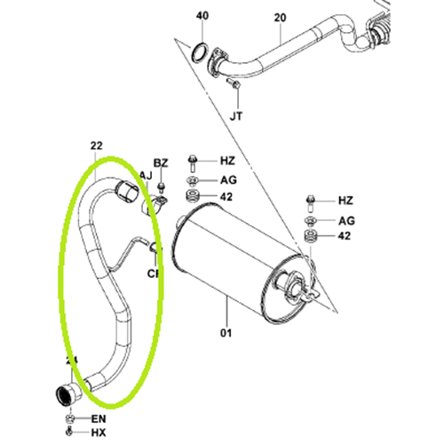 Tail Pipe Assembly (4Y) (CHECK WITH VELOX FOR SERIAL NUMBER)