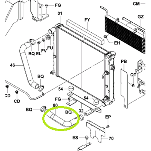 Radiator Hose - Lower 1FS