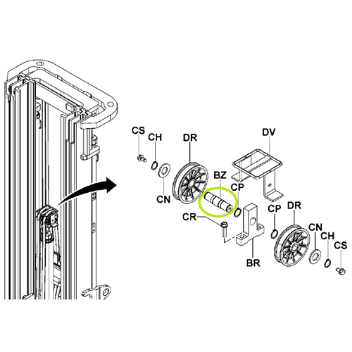 Centre Pulley Shaft - suits # 71938